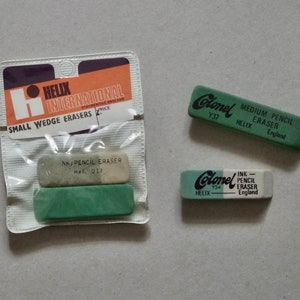Vintage Erasers - Lot of x4 Erasers - Helix - Colonel - Vintage Stationery - Vintage Desk Items