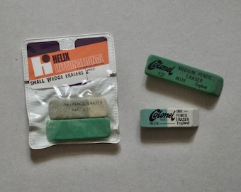 Vintage Erasers - Lot of x4 Erasers - Helix - Colonel - Vintage Stationery - Vintage Desk Items