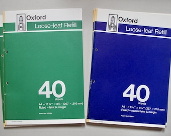 Vintage Paper Pad - Loose-Leaf Refill Pad - A4 - Oxford - Lined and Punched - Vintage Stationery