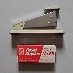 Vintage Stapler with Staples - Rapid 2 - Box of Rexel Staples - Vintage Desk Items - Vintage Stationery