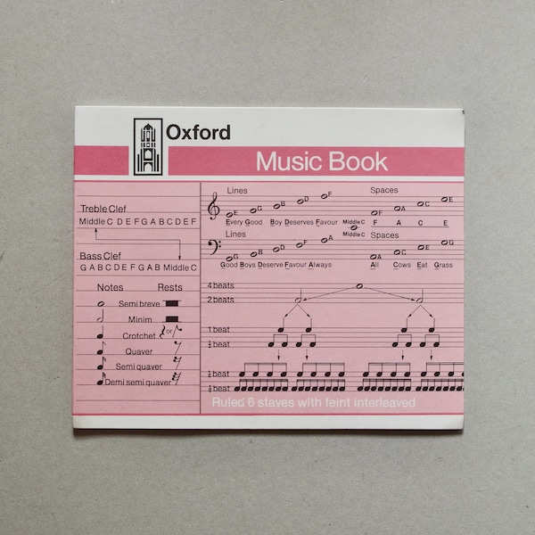 Vintage Music Book - Sheet Music Notebook - Musical Notation - Oxford - Blank and Unused - Vintage Stationery