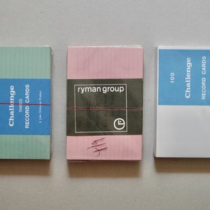 Tarjetas de índice vintage - Tarjetas de registro x100 - Desafío/Grupo Ryman - Paquete sin abrir - Papelería vintage