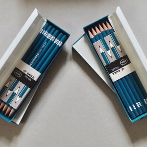 Vintage Pencils - Box of x12 2H / 6H Pencils - Berol - Eagle Turquoise - Vintage Stationery - Pencil Case
