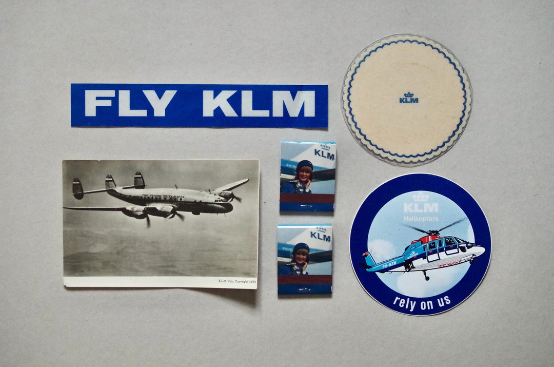 Vintage Ephemera - KLM Airline Stickers - Matchbooks - Postcard ...