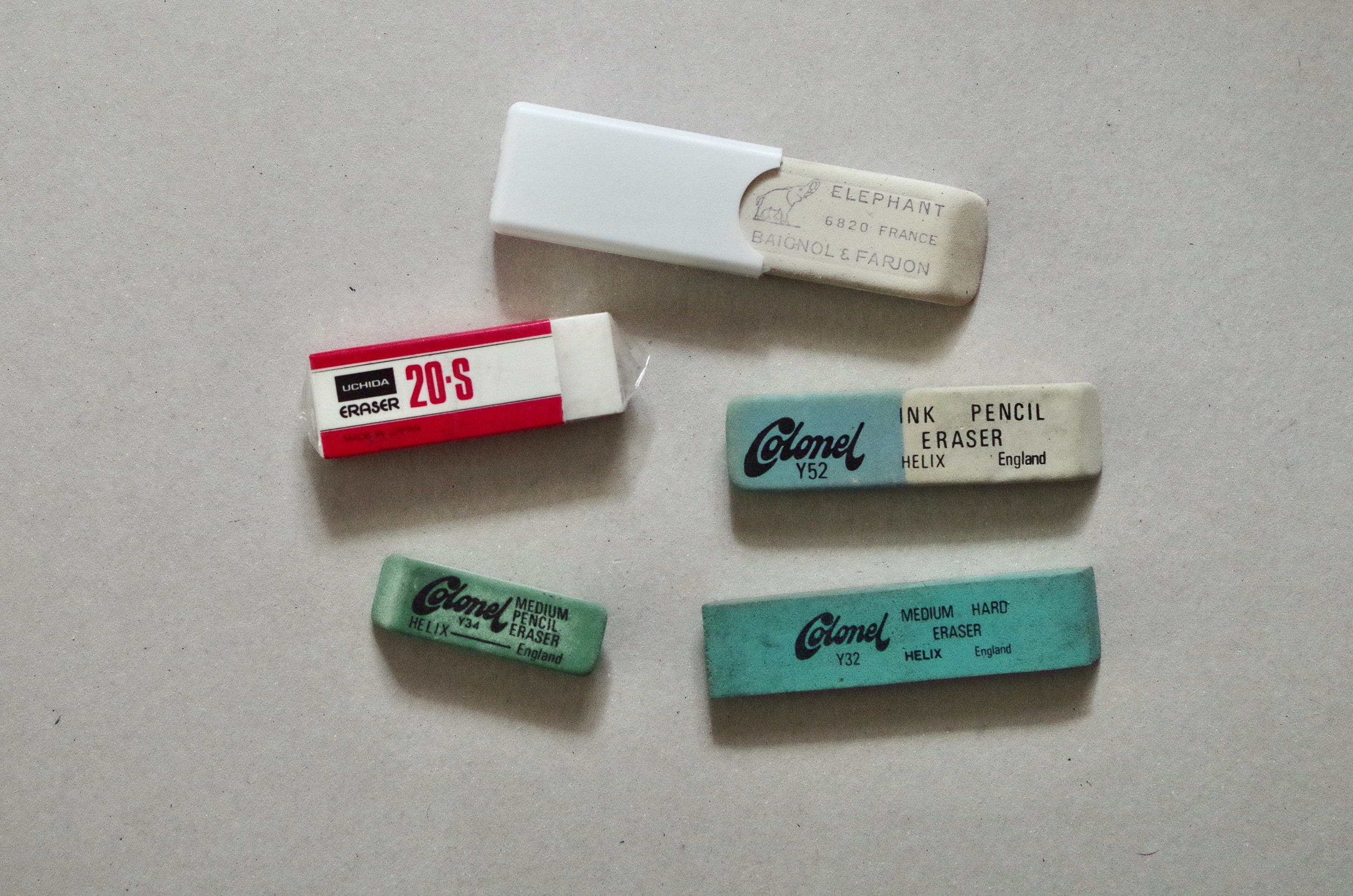 Vintage Circa 1970's A.W. Faber-castell Erasers, No.7011 Medium Parapink  Lot of 10 Old Stock in Box 
