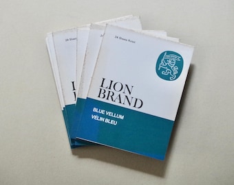 Vintage Briefpapier - Löwenmarke - Blaues Pergamin - Blank und Unbenutzt - Vintage Briefpapier
