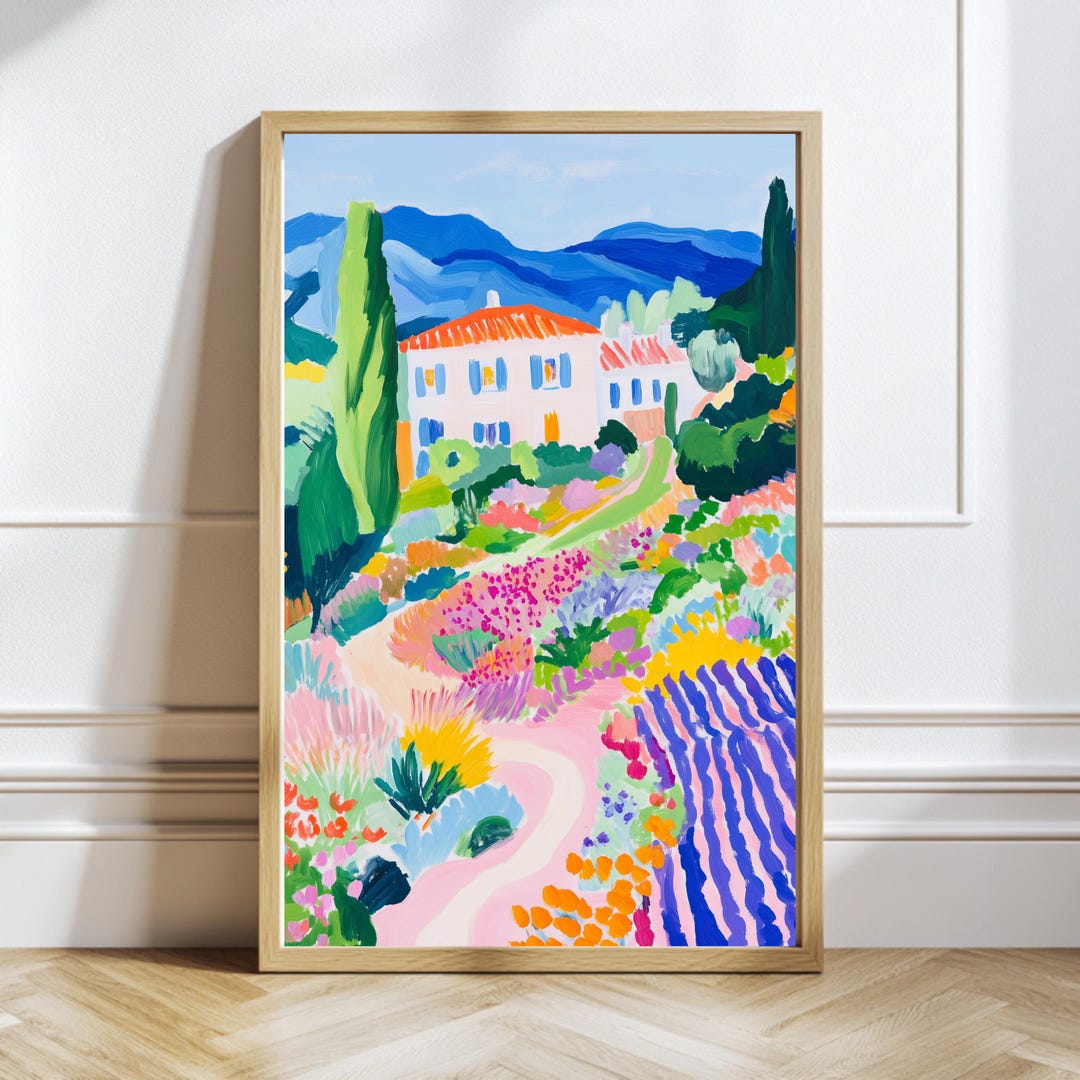 Colorful Mediterranean Garden Wall Art Print, Bold Italian Villa Decor ...
