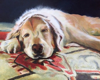 Golden Retriever in Sunlight,  Giclee print on Paper: 11 x 14