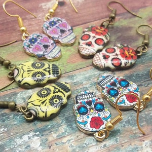 Dia De Los Muertos Day of the Dead Sugar Skull Earrings