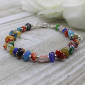 Colorful Mix Glass Beaded Bracelet , Unique Multi Color Bead Bracelet