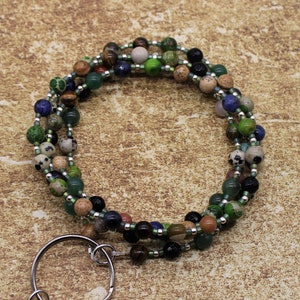 Mixed Gemstone Beaded Work Id Badge Holder