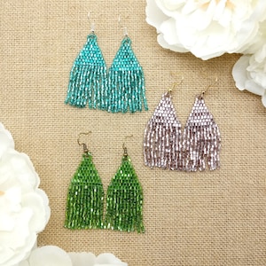 Vibrant Shimmer Fringe Seed Bead Earrings