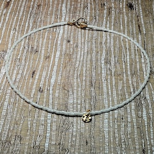 White Beaded Choker Necklace , Simple Seed Bead Necklace
