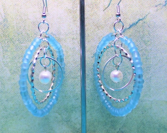 Beach Day Charmed Dangle Earrings , Sweetwater Pearl Hoop Bead Earrings