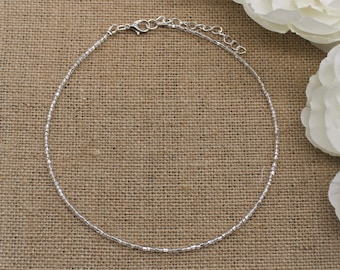 Dainty Seed Bead Choker Necklace: Handmade Shimmery Silver
