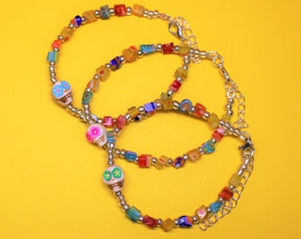 Day of the Dead Bracelet with Sugar Skull Accent Bead