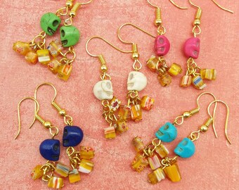 Dia De Los Muertos Day of the Dead Sugar Skull Stud Earrings