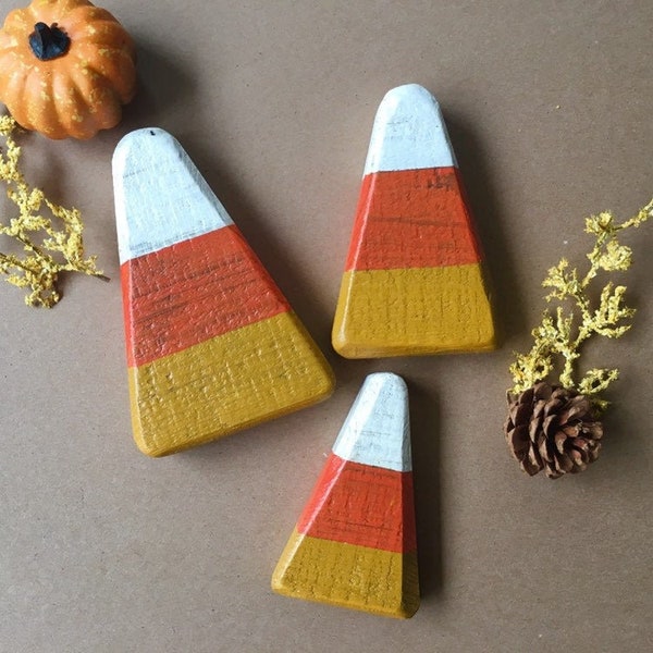 Wooden Candy Corn Set of 3- Rustic Halloween Decor- Fall Home Decor