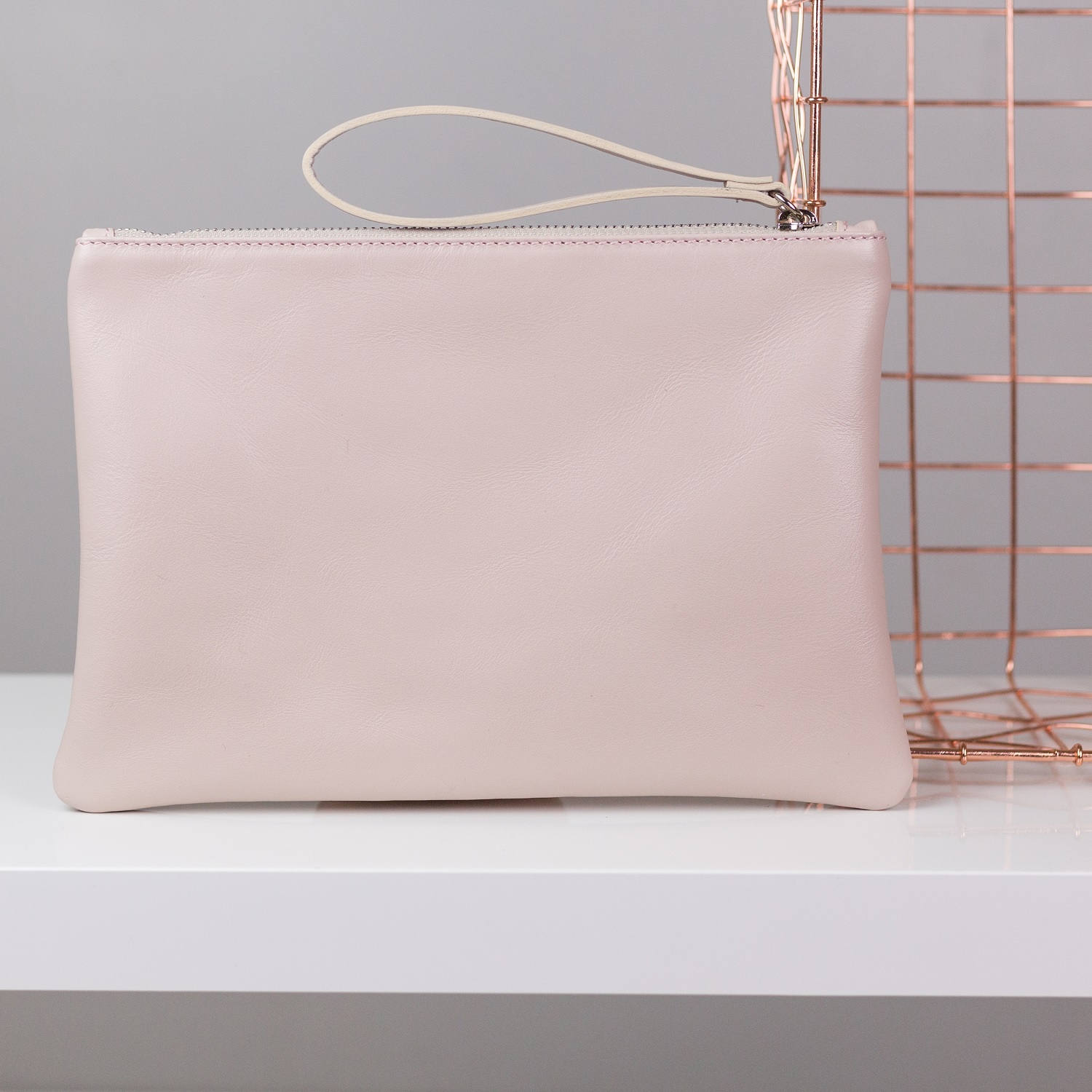 soft pink clutch bag