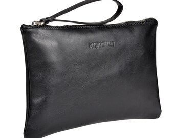 Leather Clutch - Black Leather Wristlet, Leather Wristlet, Clutch, Leather Clutch, Black Evening Bag, Clutch Bag, Black Clutch, Personalised