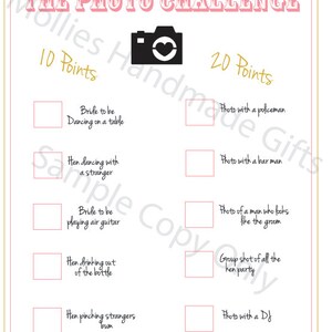 Printable The Photo Challenge Hen Do Game  Etsy