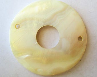 Mother of Pearl Focal, Donut MOP focal, MOP Connector,Shell Donut Focal, Natural Shell Connector, 49mm OD