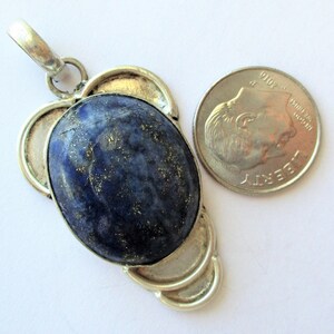 Denim Lapis Lazuli Pendant, Sterling and Denim Lapis Pendant, Lapis and SS pendant, 46x24x9mm image 5