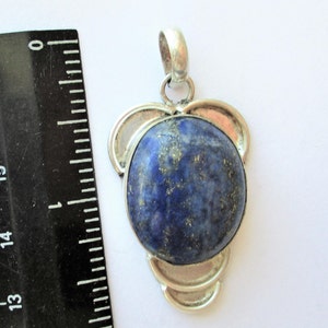 Denim Lapis Lazuli Pendant, Sterling and Denim Lapis Pendant, Lapis and SS pendant, 46x24x9mm image 4