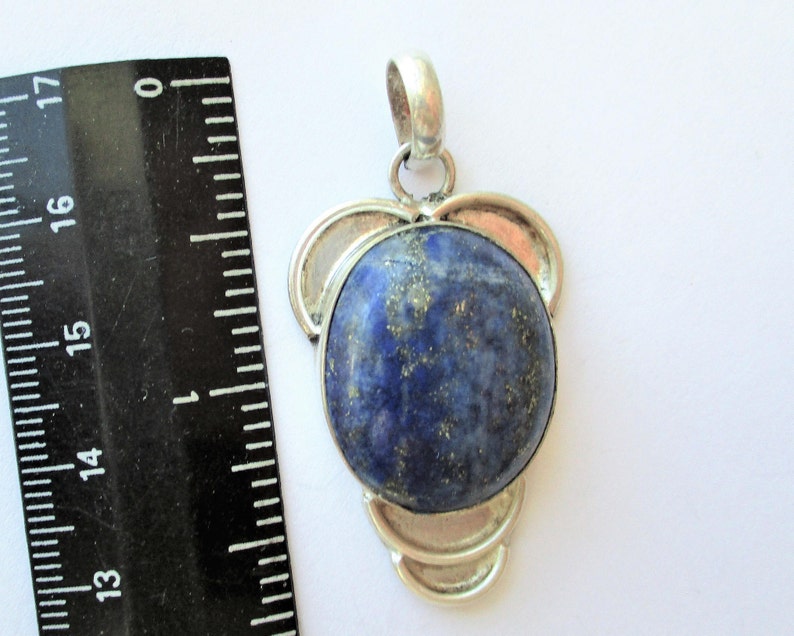 Denim Lapis Lazuli Pendant, Sterling and Denim Lapis Pendant, Lapis and SS pendant, 46x24x9mm image 4