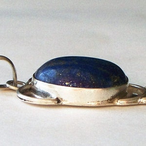 Denim Lapis Lazuli Pendant, Sterling and Denim Lapis Pendant, Lapis and SS pendant, 46x24x9mm image 2