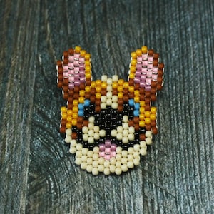 Corgi brooch Corgi pin badge Dog jewelry Animal pin pet lover gift idea Handmade seed bead dog jewelry Corgi bead badge Pembroke welsh corgi