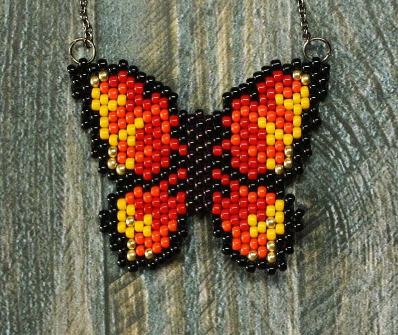 Seed Bead Necklace Butterfly Charm Necklace Everyday Small Etsy