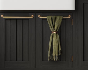 Porte-serviettes fin en cuir pour torchons et torchons, parfait pour la cuisine au-dessus du four, de la cuisinière, des poignées, du réfrigérateur ou des poignées d'armoire - 2 pièces