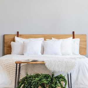 Leather Headboard Strap Custom Hanging Cushion wall mounted pillow strap Banquette cushions hook floating shelf strap bracket custom length