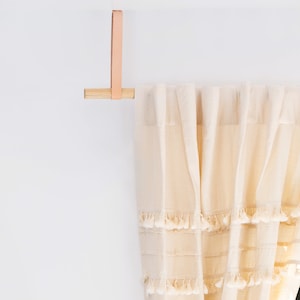 Leather curtain rod holder ceiling mounted curtain rod bracket mid century decor window treatment curtain holder Scandinavian modern boho