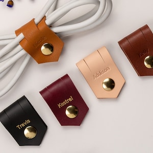 large cable holder personalized birthday gift for 3rd anniversary gift under 15 leather cord keeper personalized leather cable organizer