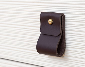 Wide Leather Pull Round End - dresser drawer handles kitchen cabinets knobs gold hardware furniture knobs and handles rustic decor minimal