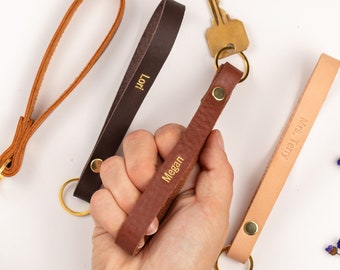personalized leather wristlet keychain for women keyfob wristlet gift for mom custom gifts for her monogram leather key chain wristlet strap