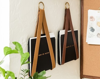 leather strap hanging file storage organizer file holder for wall storage wall hung magazine holder office wall decor wall mail organizer