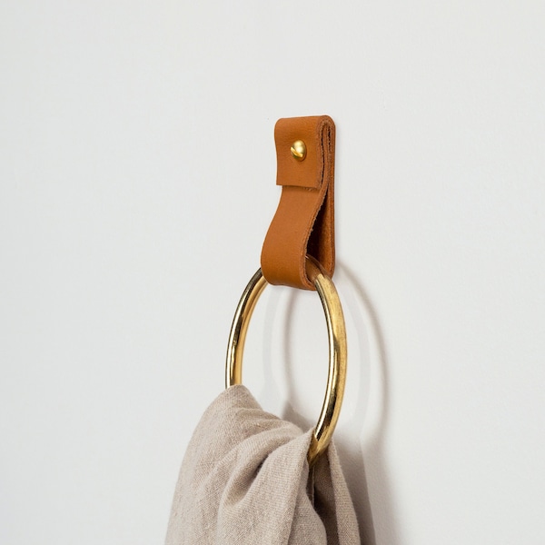 kleiner Wandhaken aus Leder mit Aufhängung Handtuchhalter Schlaufe aus Leder im skandinavischen Stil