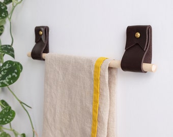 small wide leather strap with brass hardware minimalist towel hanger for bath towel holder wall hook strap towel hook nordic bathroom decor