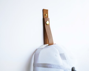 Baseball cap holder, baseball cap organizer, baseball cap storage, bag hanger, cap hanger, cap organizer, leather hanging strap hat storage