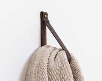 LG minimalist leather strap hanger for bath towel holder leather wall hook rack hanging storage wall organizer strap towel rack bathroom