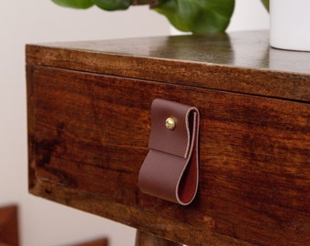 Wide Leather Pull Flat End - dresser drawer handles kitchen cabinets knobs gold hardware furniture knobs and handles rustic decor minimal