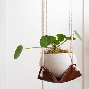 Closeup of a Double Leather Plant Hammock.