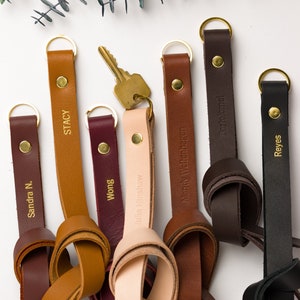 Personalized custom leather lanyard teacher lanyard id holder keychains for women monogram lanyard for keys man gift for 3rd anniversary RN