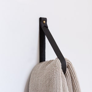 Gancho de pared con correa de cuero grande, gancho para colgar en la pared, gancho para toalla, toallero de baño moderno, correa de lazo de cuero, soporte para botellas de vino, colgador para bufandas
