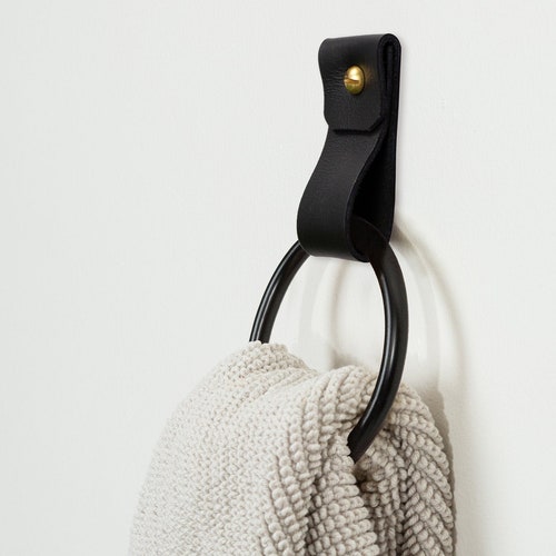 Minimalist Leather Strap Hanger for Bath Towel Holder Leather Etsy