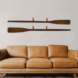 Leather Hanging Oar Wall Decor horizontal boat paddle display strap hanger canoe row hook storage cottage cabin farmhouse beach river kayak