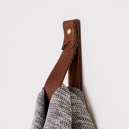 Leather Strap Hanger Leather Wall Hook Leather Loop Leather Etsy